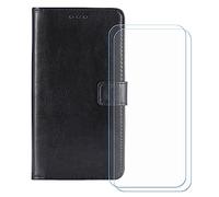 BMPNLSZ Cover Flip per Onyx Boox Palma 2 + [2 Pezzi] Vetro Temperato, HD Pellicola proteggi schermo - Pieghevole Portafoglio Custodia in pelle Borsa Slot Copertura (6,13") - Nero-HZFM