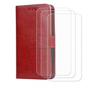 BMPNLSZ Cover Flip per QrZrQ S24Ultra + [3 Pezzi] Vetro Temperato, HD Pellicola proteggi schermo - Pieghevole Portafoglio Custodia in pelle Borsa Slot Copertura (5,0") - Marrone-XHDSXT