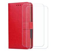 BMPNLSZ Cover Flip per SPC Discovery 3 + [2 Pezzi] Vetro Temperato, HD Pellicola proteggi schermo - Pieghevole Portafoglio Custodia in pelle Borsa Slot Copertura (6,8") - Marrone-XHDSXT