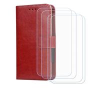 BMPNLSZ Cover Flip per SPC Discovery SE + [4 Pezzi] Vetro Temperato, HD Pellicola proteggi schermo - Pieghevole Portafoglio Custodia in pelle Borsa Slot Copertura (6,5") - Marrone-XHDSXT