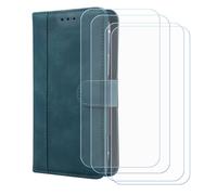 BMPNLSZ Cover Flip per SPC Discovery SE + [4 Pezzi] Vetro Temperato, HD Pellicola proteggi schermo - Pieghevole Portafoglio Custodia in pelle Borsa Slot Copertura (6,5") - Blu-XHDFG