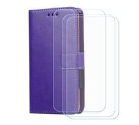 BMPNLSZ Cover Flip per SPC ZEUS 2 ELITE + [3 Pezzi] Vetro Temperato, HD Pellicola proteggi schermo - Pieghevole Portafoglio Custodia in pelle Borsa Slot Copertura (6,7") - Viola-XHDSXT