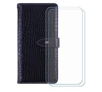 BMPNLSZ Cover Flip per TCL K70 SE + [2 Pezzi] Vetro Temperato, HD Pellicola proteggi schermo - Pieghevole Portafoglio Custodia in pelle Borsa Slot Copertura (6,56") - Nero-HZEY