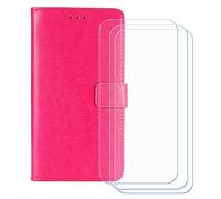 BMPNLSZ Cover Flip per TCL K70 SE + [3 Pezzi] Vetro Temperato, HD Pellicola proteggi schermo - Pieghevole Portafoglio Custodia in pelle Borsa Slot Copertura (6,56") - rosa-HZFM