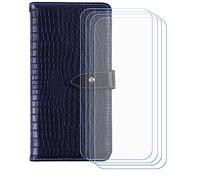 BMPNLSZ Cover Flip per TCL K70 SE + [4 Pezzi] Vetro Temperato, HD Pellicola proteggi schermo - Pieghevole Portafoglio Custodia in pelle Borsa Slot Copertura (6,56") - Sblu-HZEY