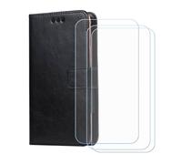 BMPNLSZ Cover per Hisense Enigma SE + 3 Vetro Temperato-Nero-SXT | HD Pellicola Proteggi Schermo - Pieghevole Portafoglio Custodia in pelle Borsa Slot Copertura per Hisense Enigma SE (6,73")