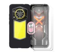 BMPNLSZ Custodia + 2 Vetro per Doogee Blade 20X + Anello Rosa | Nero Custodia per Doogee Blade 20X + [2 Pezzi] Pellicola Protettiva in Vetro Temperato + Anello Girevole Rosa