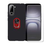 BMPNLSZ Custodia + 2 Vetro per Infinix Hot 70 4G + Anello Rosso