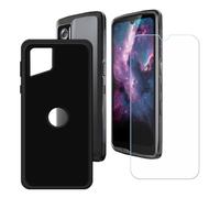BMPNLSZ Custodia per Crosscall Stellar M6 (6,1") + Protezione per Schermo, Nero Morbido TPU Silicone Case Gel Cover + Pellicola Protettiva in Vetro Temperato