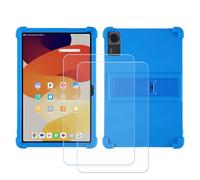 BMPNLSZ Custodia per Doogee Tab G6+, Silicone Case Sottile Cover TPU Caso Morbido Copertura + 2 Pellicola Protettiva in Vetro Temperato (11,0") - Blu1