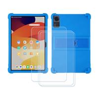 BMPNLSZ Custodia per DOOGEE Tab G6, Silicone Case Sottile Cover TPU Caso Morbido Copertura + 3 Pellicola Protettiva in Vetro Temperato (11,0") - Blu1