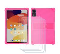 BMPNLSZ Custodia per Doogee Tab G6+, Silicone Case Sottile Cover TPU Caso Morbido Copertura + 4 Pellicola Protettiva in Vetro Temperato (11,0") - Rosa