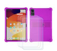 BMPNLSZ Custodia per Lenovo Tab K11 Gen2, Silicone Case Sottile Cover TPU Caso Morbido Copertura + 4 Pellicola Protettiva in Vetro Temperato (11,0") - Viola