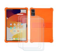 BMPNLSZ Custodia per SVITOO Tab 10 GMS Certified, Silicone Case Sottile Cover TPU Caso Morbido Copertura + 4 Pellicola Protettiva in Vetro Temperato (10,1") - Arancione