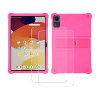 BMPNLSZ Custodia per TCL TAB A1 Plus, Silicone Case Sottile Cover TPU Caso Morbido Copertura + 2 Pellicola Protettiva in Vetro Temperato (12,2") - Rosa