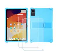 BMPNLSZ Custodia per TCL TAB A1 Plus, Silicone Case Sottile Cover TPU Caso Morbido Copertura + 3 Pellicola Protettiva in Vetro Temperato (12,2") - Blu2