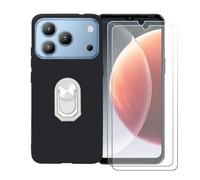 BMPNLSZ Nero Custodia per Blackview Wave 7C + [2 Pezzi] Pellicola Protettiva in Vetro Temperato + Anello Girevole Rimovibile 360 Gradi Della Staffa Bianco.
