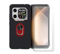 BMPNLSZ Nero Custodia per Blackview Xplore 1 + [2 Pezzi] Pellicola Protettiva in Vetro Temperato + Anello Girevole Rimovibile 360 Gradi Della Staffa Rosso.