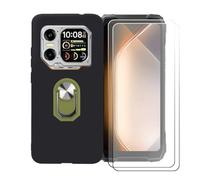 BMPNLSZ Nero Custodia per Blackview Xplore 1 + [2 Pezzi] Pellicola Protettiva in Vetro Temperato + Anello Girevole Rimovibile 360 Gradi Della Staffa Verde.