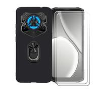 BMPNLSZ Nero Custodia per Doogee Blade 20 Play + [2 Pezzi] Pellicola Protettiva in Vetro Temperato + Anello Girevole Rimovibile 360 Gradi Della Staffa Nero.