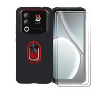 BMPNLSZ Nero Custodia per Doogee Blade 20 Turbo + [2 Pezzi] Pellicola Protettiva in Vetro Temperato + Anello Girevole Rimovibile 360 Gradi Della Staffa Rosso.