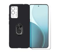 BMPNLSZ Nero Custodia per Doogee N60 Pro + Pellicola Protettiva in Vetro Temperato + Anello Girevole Rimovibile 360 Gradi Della Staffa Nero.
