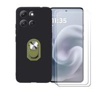 BMPNLSZ Nero Custodia per Doogee S119 + [2 Pezzi] Pellicola Protettiva in Vetro Temperato + Anello Girevole Rimovibile 360 Gradi Della Staffa Verde.