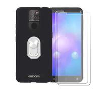 BMPNLSZ Nero Custodia per Emporia Smart 5 Mini + [2 Pezzi] Pellicola Protettiva in Vetro Temperato + Anello Girevole Rimovibile 360 Gradi Della Staffa Bianco.