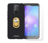 BMPNLSZ Nero Custodia per Emporia Smart E5 Mini + [2 Pezzi] Pellicola Protettiva in Vetro Temperato + Anello Girevole Rimovibile 360 Gradi Della Staffa Giallo.