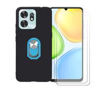 BMPNLSZ Nero Custodia per Honor Play 80 + [2 Pezzi] Pellicola Protettiva in Vetro Temperato + Anello Girevole Rimovibile 360 Gradi Della Staffa Blu.