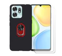 BMPNLSZ Nero Custodia per Honor Play 80 + [2 Pezzi] Pellicola Protettiva in Vetro Temperato + Anello Girevole Rimovibile 360 Gradi Della Staffa Rosso.