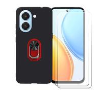 BMPNLSZ Nero Custodia per Honor Play 80 Plus + [2 Pezzi] Pellicola Protettiva in Vetro Temperato + Anello Girevole Rimovibile 360 Gradi Della Staffa Rosso.