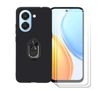 BMPNLSZ Nero Custodia per Honor Play 80 Plus + [2 Pezzi] Pellicola Protettiva in Vetro Temperato + Anello Girevole Rimovibile 360 Gradi Della Staffa Nero.