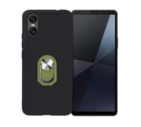 BMPNLSZ Nero Custodia per Sony Xperia 10 VII + Anello Girevole Rimovibile 360 Gradi Della Staffa Verde, TPU Silicone Shell Case Protettivo Copertura Custodie Cover Accessori.