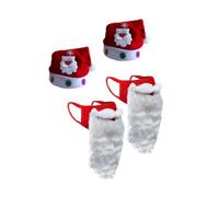 BMTick UK, set di 4 cappelli e barba da Babbo Natale per adulti (confezione da 2) (kit 4 in 2 include 2 cappelli per maschere) versione 2023/2024 di BMTick UK, colore natalizio