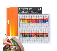 Bmucp Set di colori acrilici - Set di 24 colori su tela - Resistente all'acqua, tessuto, pietra, principianti, lavorazione del legno, ceramica, forniture artistiche