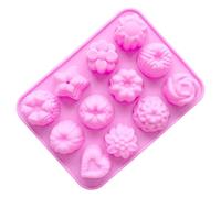 Bmucp Stampo per torte a forma di fiore, stampo per fondente con foglie di fiori, 12 cavità, stampo antiaderente per torte, caramelle, gommose, gelatine