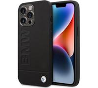 BMW BMHCP14LSLLBK - Custodia in pelle per iPhone 14 Pro 6,1", colore: Nero