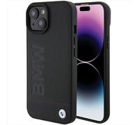 BMW BMHCP15SSLLBK - Custodia in pelle per iPhone 15 da 6,1", colore: Nero