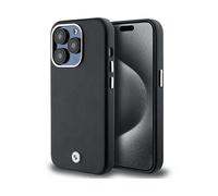 Custodia MagSafe in metallo con logo BMW per iPhone 14 Pro, colore nero.