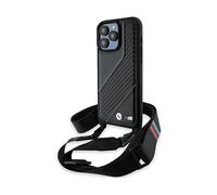 Custodia BMW per iPhone 15 Pro 6.1 nero Custodia rigida M Edition Carbon Stripe & Strap - Nouvo
