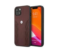 Custodia per iPhone 13 BMW, rigida, in pelle traforata rossa