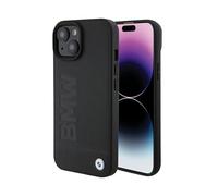 BMW Cover in pelle con timbro a caldo nero - iPhone 15