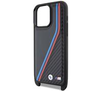 CG MOBILE BMW BMHCP15L23PSVTK Custodia Rigida per iPhone 15 PRO 6.1, Serie M Edition Carbon Tricolor Lines & Strap