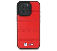 CG MOBILE BMW HC M - Custodia per iPhone 16 Pro Max, resistente, antiurto, compatibile con Magsafe, custodia in PU perforata e con linee cucite, colore: rosso