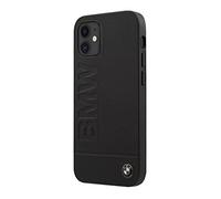 BMW Custodia rigida in pelle Hot Stamp per Apple iPhone 12 Mini, colore: nero