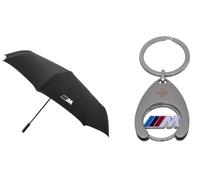 BMW M Ombrello tascabile - Ombrello automatico con logo M, manico effetto carbonio e custodia per ombrello, colore nero, accessorio originale, ombrello compatto, antivento, leggero e stabile + scatola