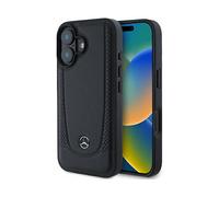 CG Mobile Mercedes MEHCP16SARMBK - Custodia per iPhone 16 6.1", in pelle, colore: Nero