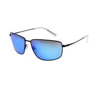 BMW M Motorsport BS0027 Occhiali da Sole Uomo, Occhiali da Sole Unisex Sottili e Leggeri, Forma Lente Rettangolare, Lenti Specchiate Blu, Nero Opaco