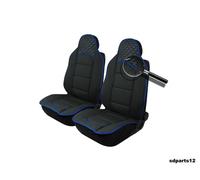 BMW VW Citroen Coprisedili Nero Tessuto Similpelle Cuciture e Rigo Blu Coppia